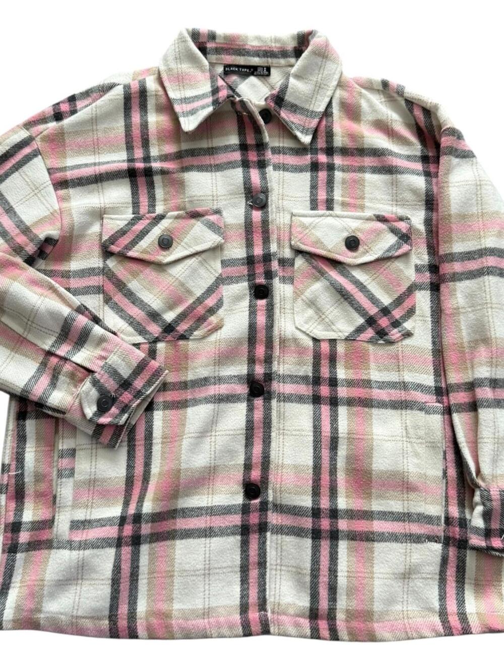 Black Tape Plaid Flannel Shacket Women’s Size Med.